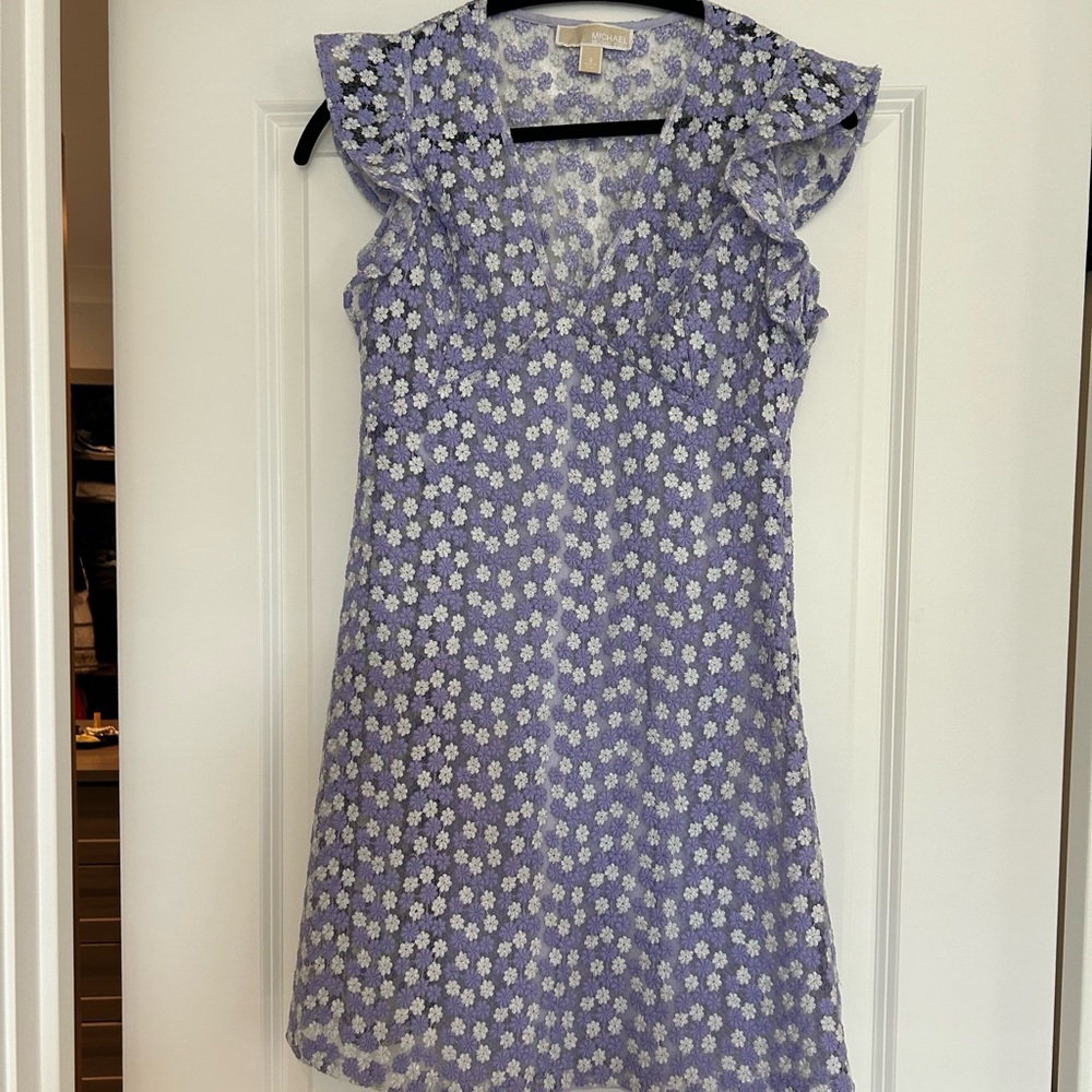 Michael Kors Lavender Floral Dress with a slight metallic sparkle.